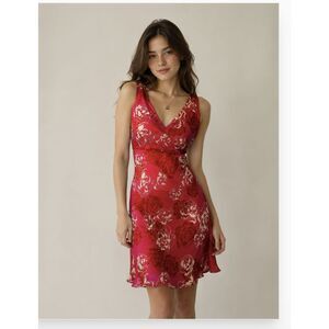 Ann Taylor Dress Sz 8 M Vtg 90s Y2K Silk Floral Dress Fairy Whimsical Feminine